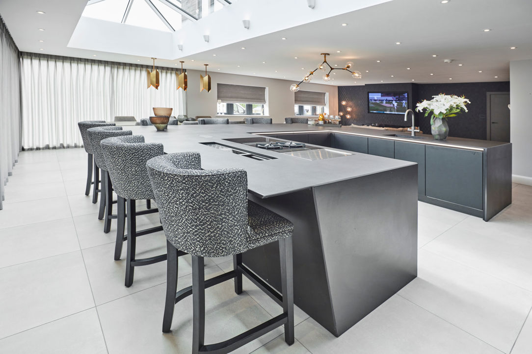 Large matt black kitchen island