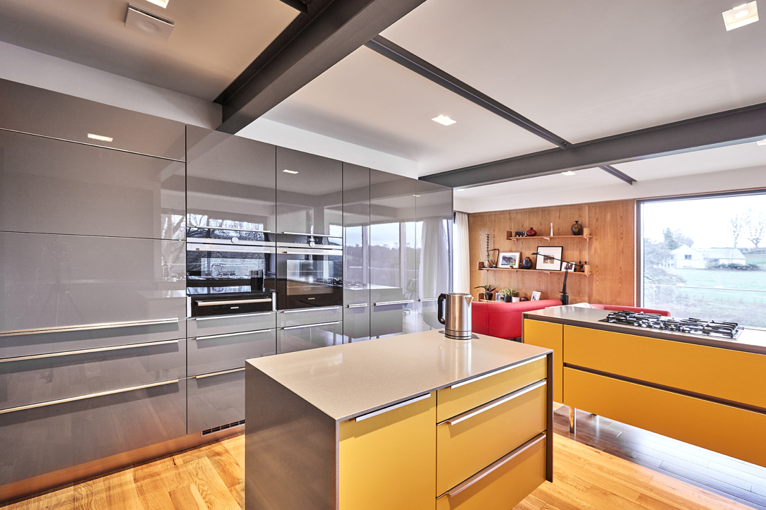 yellow kitchen island