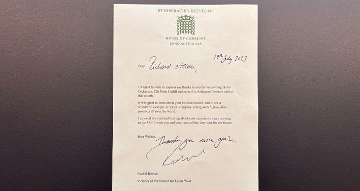 Thank you letter from Rachel Reeves MP