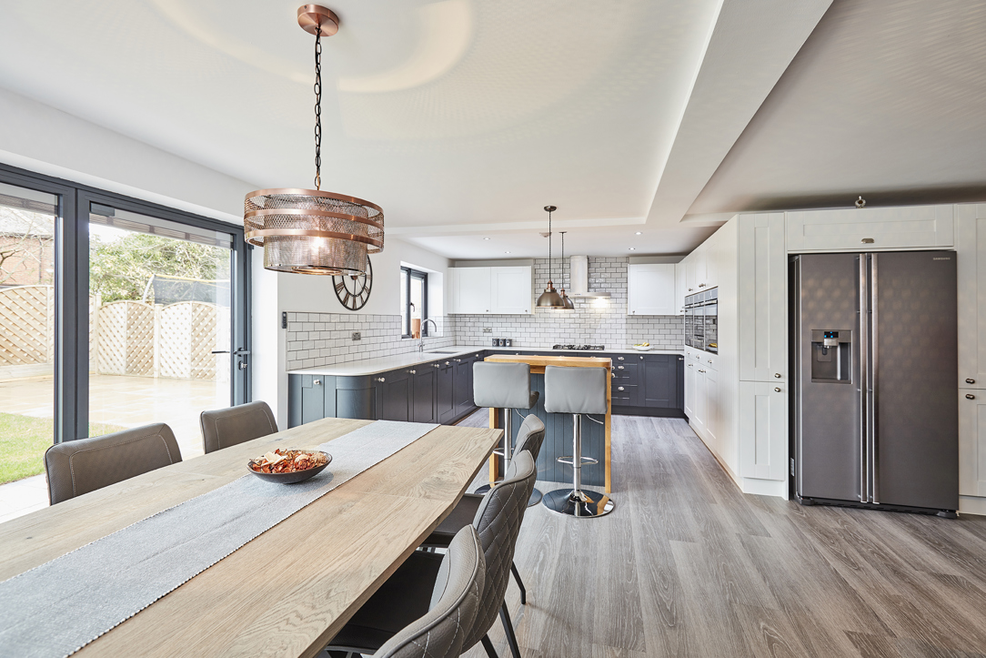 open-plan shaker kitchen in Tingley, Leeds