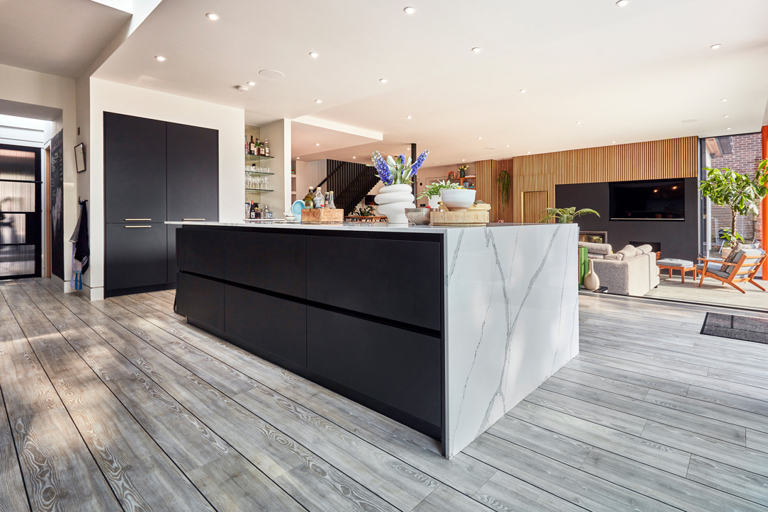 Calacatta stone kitchen island